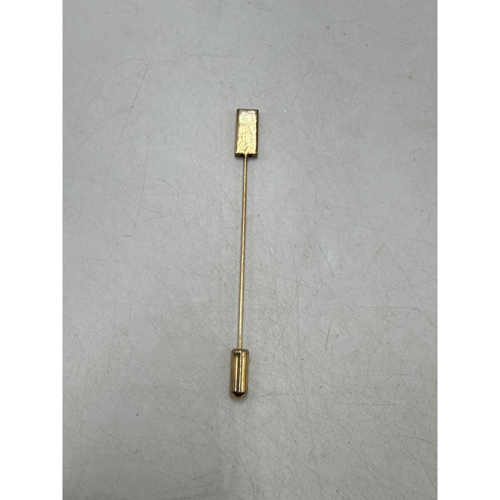 Vintage Gold Tone Textured Rectangle Stick Pin Minimalist Lapel Scarf Pin
